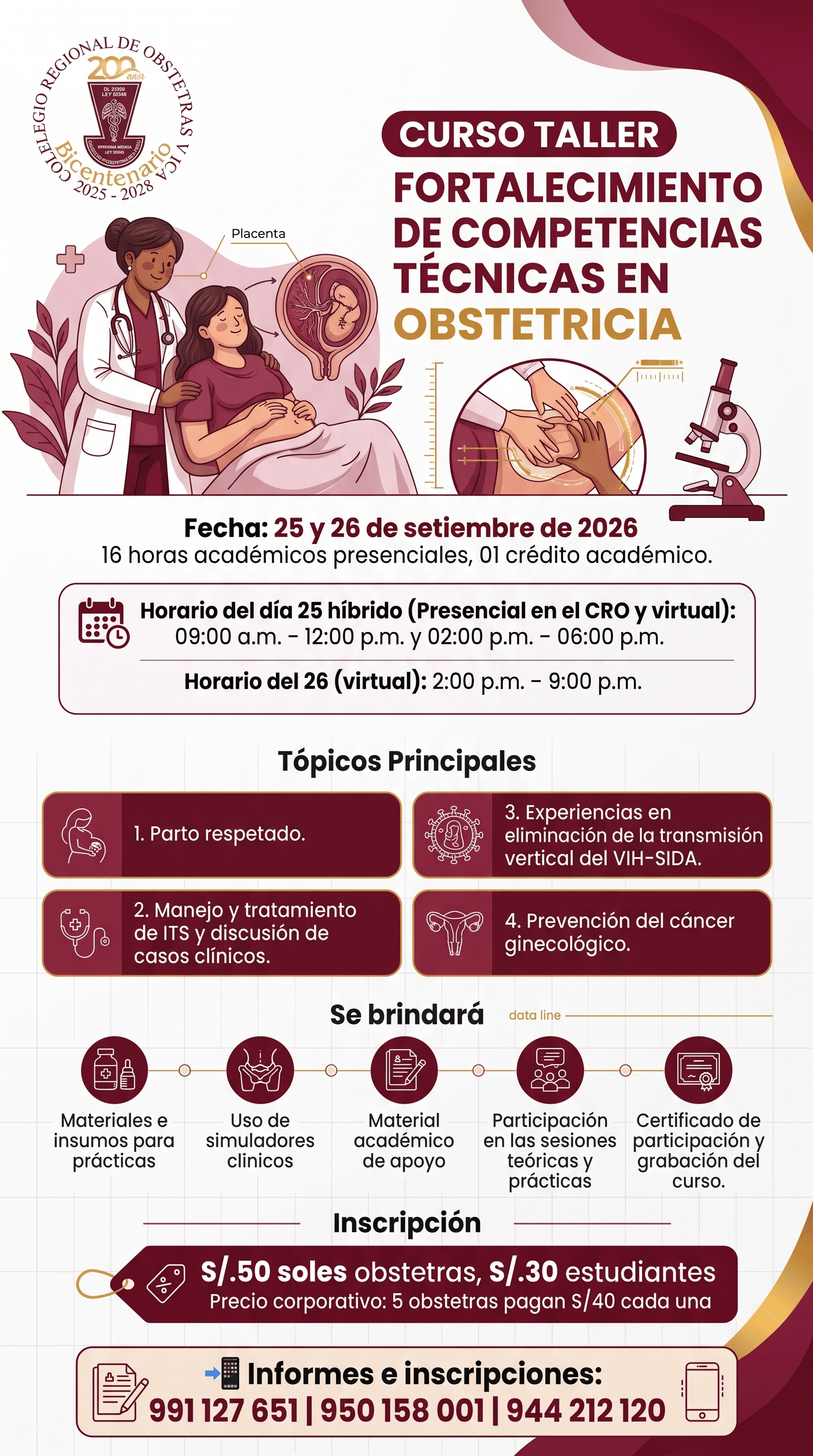 #Certificados |  CURSO TALLER DE FORTALECIMIENTO DE COMPETENCIAS TÉCNICAS EN OBSTETRICIA