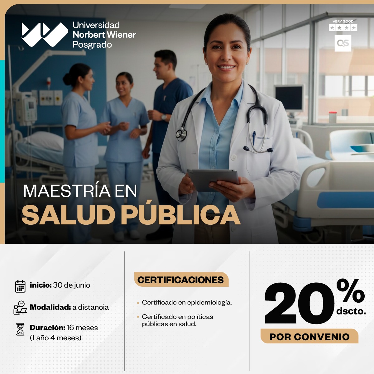 CONVENIO EDUCATIVO: BENEFICIO EXCLUSIVO PARA MAESTRÍA EN SALUD PÚBLICA